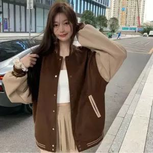 오버핏 박시핏 여자 스타디움점퍼 야구잠바 배색 기모
