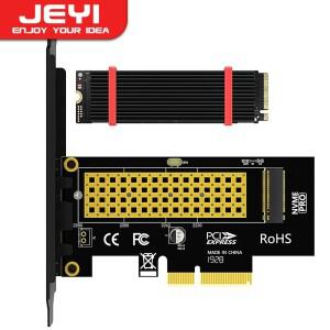알루미늄 방열판이 포함된 JEYI M.2 PCIe-NVMe 어댑터 64Gbps PCIe4.0 X4 Gen4 NVMe 확장 카드 2230/2242/2
