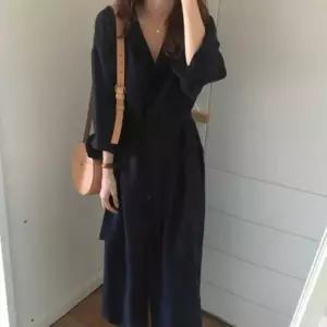 여자 가을 이무 데이트 룩 셔츠 롱 원피스 코디 카라