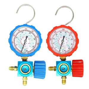 R410A R22 R134a 냉매 용 에어컨 게이지 세트 매니 폴드 압력계 밸브 800psi/500psi (비주얼 미러 포함)
