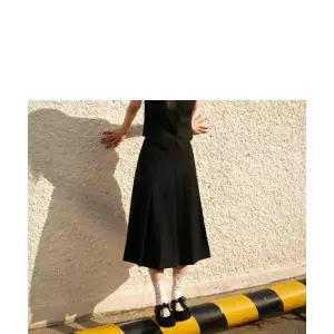 MUSINSA STANDARD WOMAN 우먼즈 플리츠 미디 스커트 [블랙]