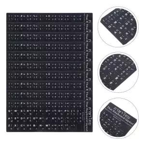 10Pcs 태국어 키보드 스티커 검정색 배경 흰색 글자 다국어 노트북 키보드 스킨 범용 컴퓨터