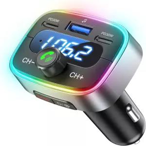 Bluetooth 5.4 차량용 60W 충전 USB 블루투스 어댑터 무선 FM 송신기 라디오 핸즈프리 통화 및 오디오