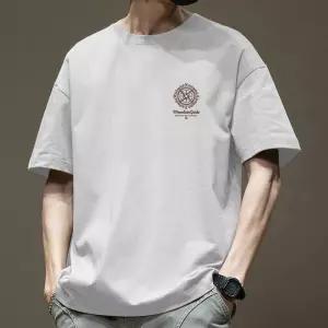 원픽 남성 여름 순면 반팔 티 빅사이즈 5부 라운드 상의
