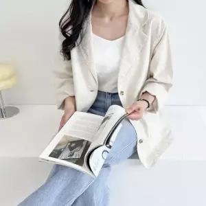 린넨 여성 여름아우터 블렌딩 오버핏 린넨자켓