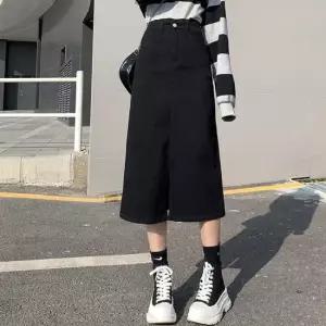 여자 캐주얼 A라인 데일리 앞트임 데님 스커트 SDW-SKA-SURD196-R1