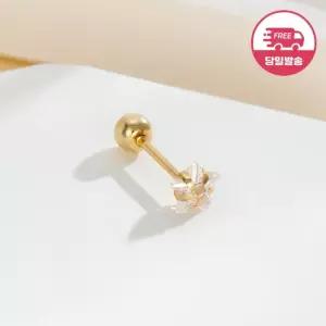 [비앤비골드] 당일발송 14K 심플 스타 큐빅 피어싱 4mm 한쪽 JAE40468