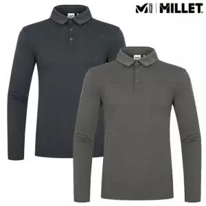밀레(Millet) 밀레 [ 25SS 30 ] 남성 봄여름 카라티셔츠 쿨스트라이프 제에리 긴팔 티셔츠_MVUST430II_US