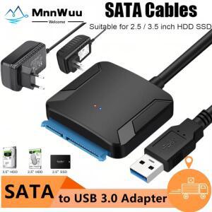 12V 전원 어댑터가 포함된 SATA-USB 3.0 케이블 III 하드 드라이브 디스크 변환기 3.5/2.5인치 SSD HDD용 U