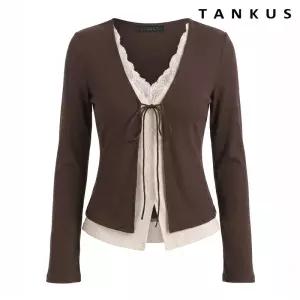 탱커스 69000원 | 데일리 레이어드 브이넥 긴팔 니트 티셔츠 (TY3TS003L0)144269