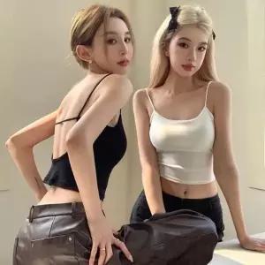 [하프클럽/지니온]지니온 백리스 브라탑 끈나시 뒷트임 캡내장 슬리브리스 백리스탱크탑