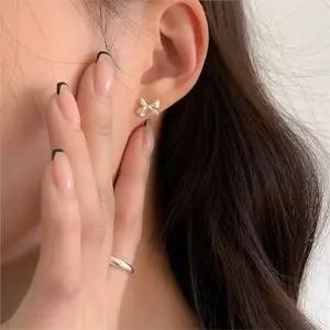[콩심팥심]러블리 여성 귀걸이 데일리 리본 귀걸이 심플 드롭 주얼리 선물