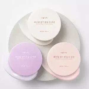 [산리오에디션/헬로키티]식물나라 뽀얀쌀 생기 톤업 선 쿠션 3종(화이트/피치/보라)