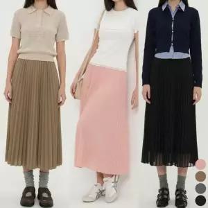 [라일리여성의류] Rly 쉬폰주름 플레어 미디 밴딩 스커트 쉬폰 치마