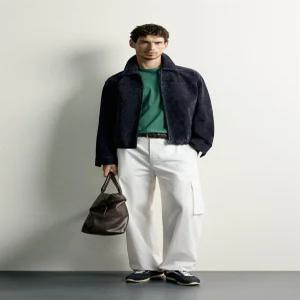 ZARA 레귤러 핏 스웨이드 레더 재킷 - 네이비 3833/430/401