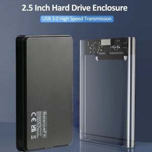 USB 3.0/Type C HDD 외장 케이스 2.5인치 SATA SSD 하드 드라이브 5Gbps 전송 속도 툴리스 설치 투명 하드