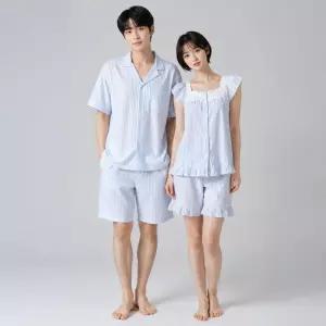 바바라 언더웨어 수입면 지지미 5부 남여 커플 잠옷세트AWP4623SAMP46 EHP361