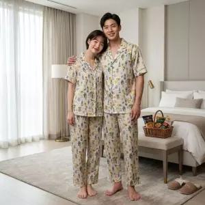 바바라 언더웨어 시원한 레이온 레몬 프린트 남여 커플 잠옷 세트AWP4628SAMP4628S BDN783