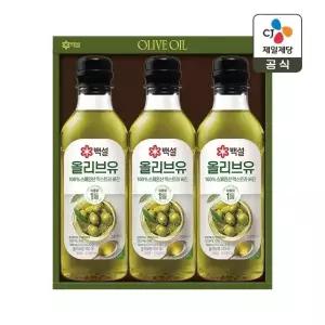 CJ 선물세트 백설 압착 올리브유 2호 쇼핑백포함 8577570