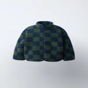 ZARA 스웨이드 시어링 체크 재킷 - 블루 0874/574/407 532160