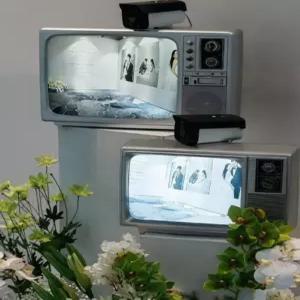 옛날티비 TV 레트로 흑백 복고 디스플레이 아날로그 송출 감성소품 벽장식 세트 기억