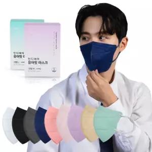 인디에어 유어핏 네이비 새부리형 대형 M L 컬러 마스크 25매