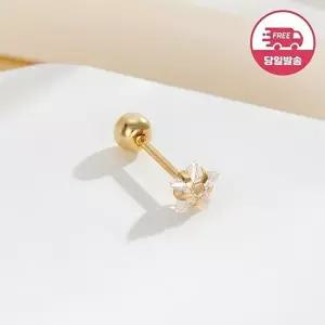 [비앤비골드]당일발송 14K 심플 스타 큐빅 피어싱 4mm 한쪽 JAE40468