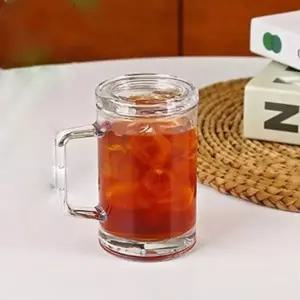 델리 머그컵 유리컵 커피잔 뚜껑 유리잔 380ml 2P
