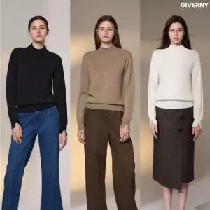 GIVERNY 지베르니 울실크 블렌디드 홀가먼트 모크넥 니트 3종