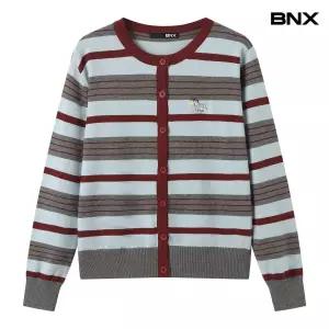 BNX 스트라이프 루즈핏 자수 긴팔 가디건 BX3CD039L0