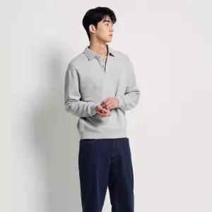 빈폴 멘 SS26 솔리드 칼라넥 스웨트 셔츠 - 라이트 그레이 BC6141C542