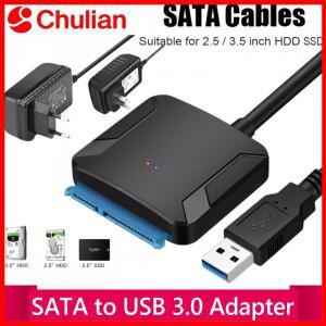 SATA-USB 3.0 어댑터 케이블 12V 전원 포함 SATA III 하드 드라이브 디스크 컨버터 UASP 지원 3.5/2.5인치