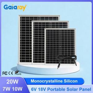 Gaiaray 18V 7W 10W 태양광 패널 단결정 실리콘 PV 모듈 전지(DC5521 케이블 포함) 발전소 RV용 알루미늄