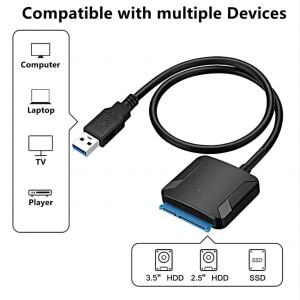 SATA-USB 3.0 어댑터 케이블 12V 전원 포함 III 하드 드라이브 디스크 컨버터 UASP 지원 3.5/2.5인치 SSD