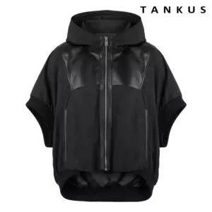 탱커스 정상가 149000원 | 레더 배색 후드 집업 양가죽 베스트 TY3VT003L0)