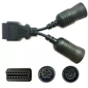 트럭 OBD 6핀 9핀 J1708 J1939 진단 어댑터 케이블 OBD2 스캐너 커넥터 블랙