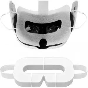Geekria 100개입 VR 마스크 일회용 페이스 커버 Meta Quest 3 2 Pro PSVR PICO 4 Protector 패드(화이트)와