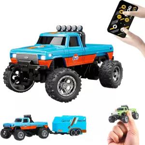 BINGONE Mini RC 트럭 1 64 스케일 몬스터 조명 포함 원격 조종 자동차 2.4Ghz 미니 합금 속도/조향 조절