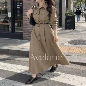 [데이트룩 ] 벨트SET 하객룩가능 버튼 트렌치 원피스