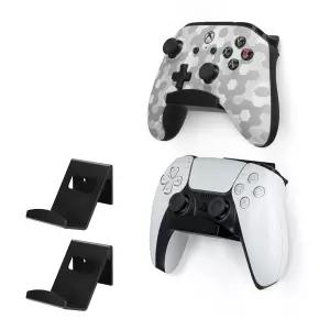BRAINwavz 2개 세트 메탈 컨트롤러 홀더 스탠드 벽걸이 Xbox PS5 PC 등 게임 액세서리용 접착식 및 나사식