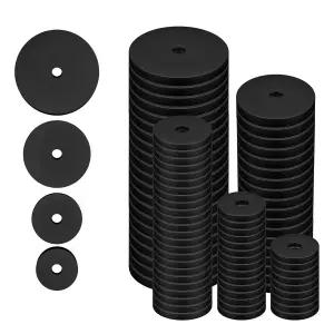 100개 평면 고무 와셔 조립 키트 20/25/30/40mm 중장비용 검정 그로멧 진동 감쇠 패드 가전제품용 수도꼭지