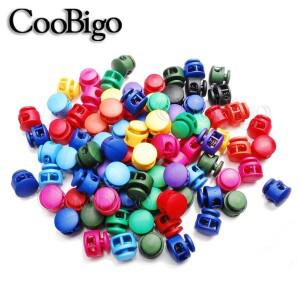 50PCS 더블 구멍 스프링 코드 잠금 토글 스토퍼 Drawstring 가방에 대 한 슬라이딩 로프 패스너 의류 액세
