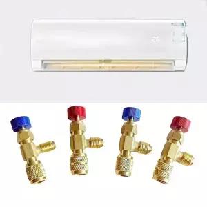 1PC 에어컨 R410 황동 제어 안전 액체 밸브 R22 1/4 냉매 충전 구리 어댑터