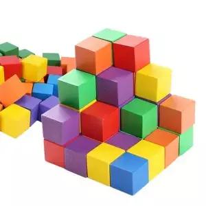 여러 가지 색상 나무 큐브 빌딩 블록 수학 기하학 공간 교육 보조 창의적 상상력 JXB 20 개 2cm