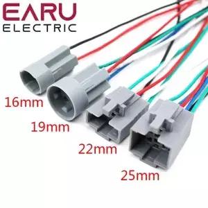 16mm 전원 케이블 소켓 커넥터 금속 푸시 버튼 스위치 배선 2-6 전선 안정적인 램프 라이트 15cm