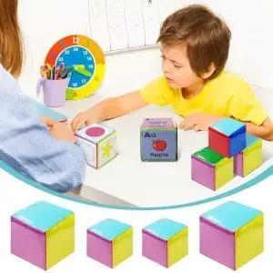 학습 큐브 주사위 포켓 교실 DIY 교육 놀이 게임 6 개 투명 있는 스태킹 블록