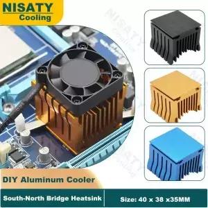 DIY 3색 알루미늄 노스브리지 히트싱크 쿨러(40mm 팬 포함) 마더보드 브리지 칩셋 냉각용 골드 블루 블랙