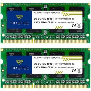 TIMETEC 16GB KIT(2X8GB) DDR3L / DDR3 1600MHZ(DDR3L-1600) PC3L-12800 NON-ECC UNBUFFERED 1.35V 1.5V CL11 2RX8 DUAL RANK 204 PIN SODIMM 노트북용 랩톱 RAM