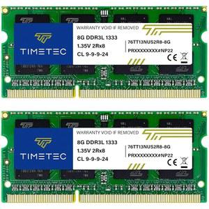 TIMETEC 16GB KIT(2X8GB) DDR3 / DDR3L 1333MHZ PC3-10600 NON-ECC UNBUFFERED 1.5V 1.35V CL9 2RX8 DUAL RANK 204 PIN SODIMM 노트북용 PC 컴퓨터 메모리 RAM 모듈 업그레이드(16GB KIT(2X8GB))