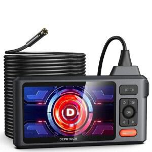 DEPSTECH 50FT 내시경 카메라 듀얼 렌즈 5인치 IPS 스크린 검사 카메라 | 9개의 LED 조명이 장착된 1080P 보어스코프 분할 화면 32GB TF 카드 배출 2600MAH IP67 방수 하수도 배관용 HAVC